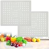 YONGQING 2 Stück Spülbeckeneinlage Gummi, 31 x 26cm Spülbecken Schutzmatte, Spülbeckenmatte mit Abflussloch, rutschfeste Spülbecken Matte für Besteck, Spüle, Glaswaren