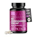 Bio Ashwagandha KSM-66® – 500 mg pro Kapsel = Maximale Konzentration in nur 1 Kapsel – Reiner Marken-Extrakt ohne Zusätze – [120 vegane Kapseln] – Hochdosiert & Premium Qualität