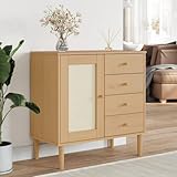 ShGaxin SENJA Sideboard, Rattanoptik, Kiefernholz, braun, 80 x 40 x 80 cm, Sideboards für Wohnzimmer, Sideboard, Eingang, Küche, Vitrinen für Wohnzimmer, Beistellmöbel - 358037