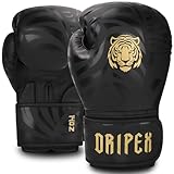 Dripex Boxhandschuhe, Boxsack Handschuhe PU-Leder, MMA Handschuhe Boxing Gloves Männer Damen für Boxen Muay Thai Kickboxen Sparring Kampfsport Training Gold(14 oz)