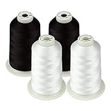 Simthread Maschinenstickgarn 5000M Spulen Set Polyester Stickgarn für Stickmaschine und Nähmaschine (2 Weiß & 2 Schwarz)