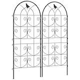 Outsunny Rankgitter Metall 2er Set zum Stecken rostfrei Rankhilfe mit Vogeldesign für Kletterpflanzen 50x120 cm Spalier für Zimmerpflanzen Pflanzenspalier für Tomaten Blumen Kletterpflanzen Schwarz
