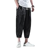 SRZYMJ Hosen Herren Cargohose Herren Baumwolle Outdoorhose Lange Baggy Hose Casual Freizeithose Pants Sporthose Herren Kurz Baumwolle Linen Pants Men Kurze Hosen Herren Jeans Freizeithosen Pumphose