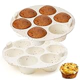 Silikon-Muffinform für Heißluftfritteuse, Ofen, Instant-Topf, antihaftbeschichtet, 7 Tassen, einfach zu handhaben, BPA-frei, zum Backen von Eierbissen, Muffins, Torte, Cupcakes, Mini-Quiche, 2 Stück