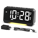 ROCAM LED Wecker Digital mit Großen Zahlen, Nachttisch Wecker mit Typ-C & USB-Ladeanschluss, Dualer Alarm, 12/24H, Wochenendmodus, Digital Uhr für Schlafzimmer, Kinder, Teenager, Senioren