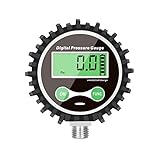 Uharbour Manometer Digital mit 1/4 Zoll NPT-Anschluss an der Unterseite und Gummischutz, Manometer 1/4 zoll Digital 200 PSI, Genauigkeit 1% F.S