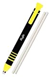 Läufer 69542 Radierstift gelb, inkl. 2 Ersatzradierer, nachfüllbarer Radiergummi, sehr präzise, Blisterkarte enthält 1 Radierstift und 2 Ersatzradierer