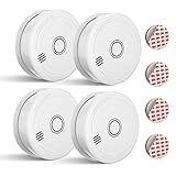 Rauchmelder,Rauchmelder mit magnethalterung Feuermelder 10 Jahre Lebensdauer, Photoelektrischer Brandmelder mit austauschbarer 1 Jahre Batterie 4 Stück