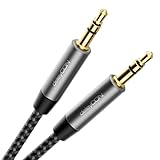 deleyCON 0,5m Nylon 3,5mm Klinke Audio Stereo AUX Kabel Klinkenkabel Audiokabel Nylonkabel Metallstecker Handy Smartphone Tablet Kopfhörer HiFi Receiver - Schwarz