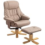 HOMCOM Relaxsessel mit Hocker, Drehbarer Fernsehsessel, TV Sessel mit Liegefunktion,Polstersessel für Wohnzimmer, Schlafzimmer, Mikrofaser Braun, 78 x 82,5 x 109 cm