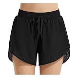 baleaf Badeshorts Damen UPF50+ Badehose Schnell Trocknende Boardshorts UV Schutz Bikini Shorts mit Tasche Schwimmhose mit Mesh Schwarz 3XL