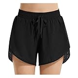 BALEAF Badeshorts Damen UPF50+ Badehose Schnell Trocknende Boardshorts UV Schutz Bikini Shorts mit Tasche Schwimmhose mit Mesh Schwarz S