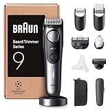 Braun Barttrimmer Series 9, Elektrischer Bartschneider Herren mit 11 Barber-Tools, Lebenslang scharfe Klinge, 180 Min Akkulaufzeit, Kabelloser Bartrasierer, 52 Längen, Wasserdicht, BT9545, Chrom