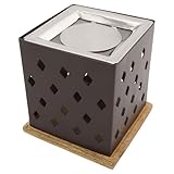 Räucherstövchen Arvin aus Metall & Holz – H 10cm – mit quadratischem Edelstahlsieb & Metallscheibe – Ideal für Weihrauch & Kräuter