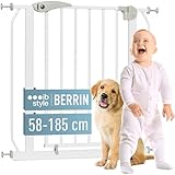 ib style Treppenschutzgitter für Babys Berrin 58-185 cm, Türschutzgitter, Kinder Schutzgitter,Ohne Bohren, Weiß, 123-131 cm
