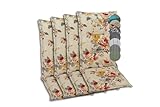 GO-DE Textil Bequeme und attraktive Polsterauflagen für Hochlehner-Gartenstühle (4er-Set, Blumen Beige, Hochlehner)