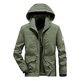 Softshelljacke Für Herren - Schnee Unten Jacken Mit Kapuze Reißverschluss Steppjacke Bequeme Baumwolle Kapuzenjacke Windjacke Parka Daunenjacke Winterjacke Männer Warme Daunenjacken Einfarbig