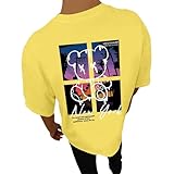 Herren 2025 Grafik-Top, Designer-T-Shirt, trendig, athletisch, lockerer Sommer, kurze Ärmel, lockere Passform, Rundhalsausschnitt, elegantes T-Shirt, lässig, niedliches T-Shirt, Herren, Gelb, gelb, M