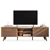 IDIMEX TV Lowboard RIAN mit 2 Schiebetüren für 75' TV Eiche Farben - TV Kommode aus massivem Kiefernholz, 3 verstellbare Einlegeböden, TV Sideboard