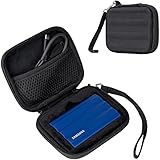 ProCase Festplatten Tasche für Samsung T7 Shield External SSD Festplattentaschen Portable Hard Drive Storage Travel Organizer Stoßfest Hart Hülle für Tragbar Externe mit Kabelbindern -Schwarz