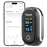 Vibeat Schlaf Bluetooth Pulsoximeter mit Dauermodus, Wiederaufladbares Sauerstoffsättigungs messgerät für Finger mit 80 Stunden Datenaufzeichnung, Blutsauerstoffmessgerät Finger mit Auto Datensynchron
