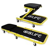 CCLIFE Werkstatt Rollbrett Montagerollbrett 2 in 1 KFZ Werkstatthocker Montageliege bis 150kg, Rollsitz mit 6 360° Lenkrollen, Sitz- und Liegefunktion für Autoreparatur
