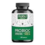 Probioc Kulturen Komplex - 25 Bakterienstämme + Inulin - 300 Mrd. KBE/g - 180 hochdosierte & magensaftresistente Kapseln - mit Lactobacillus & Bifidobakterien - Raibu