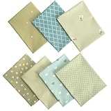 Qililandiy Baumwollstoff 100% Baumwolle Nähstoffe mit verschiedenen Muster Patchwork DIY Stoffpaket 46x56cm Zugeschnittene Stoff Quadrate zum Nähen Handwerk Deko (7 Stück Grün)