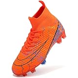 PiDaGlobal Kinder Fußballschuhe Jungen Mädchen Sportliche Fussballschuhe Indoor Outdoor Athletics Professionelle Trainingsschuhe 32 Orange