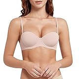 Bandeau BH Damen Push Up, Bralette Damen mit Bügel, Sexy Spaghettiträger Bustier mit Gepolstert Kabellose Soft BHS Klassische Bra Bequemer Unterwäsche Damenbh Büstenhalter