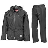 Result Herren Heavyweight Waterproof Jacket & Trouser Set Regenmantel, Schwarz-Schwarz, Small