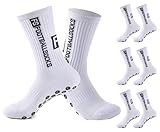 Werfunee 3 Paare Fußball Socken Football Socks Fußballsocken für Herren Damen Anti Rutsch Grip Socken Fussball (DE/NL/SE/PL, Numerisch, 39, 46, Regular, Regular, Weiß)
