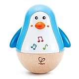 Hape Stehauf-Pinguin - Babyspielzeug aus Holz mit klingelnder Glocke, blau, Motorik- und Gleichgewichtsförderung, sensorisches Lernspielzeug für Babys ab 6 Monaten