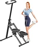 HOFTME Treppensteiger für Zuhause, Treppensteiger, faltbar, großes Pedal, vertikale Klettermaschine für Ganzkörpertraining, Stepper für Training zu Hause mit 110 kg Tragkraft (Single handrail-Black)