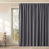 KGORGE Extra Breite Vorhänge 300 cm Breit Wohnzimmer 1er Set 240 x 300 cm(HxB) Grau Thermovorhang Kräuselband Verdunklungsvorhänge für Schiene Thermogardinen Blickdicht Gardinen