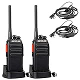 Retevis RT24V Freenet Funkgeräte Lizenzfrei, Professionelle Funkgerät Set, 6 Kanäle Wiederaufladbares Walkie Talkie mit Headset und USB-Ladestation (1 Paar, Schwarz)