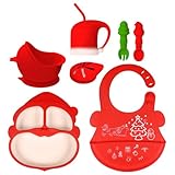 Niedliche Weihnachtliche Silikon Utensilien Langlebiges Kinderteller Set Kinder Essteller Spülmaschinenfest Für Kinder Wiederverwendbare Silikon Kinder Essteller