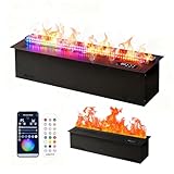 3D-Zerstäubungskamin, Wasserdampfkamin-9 einstellbare Flammenfarben,Automatisches Nachfüllen,Touch-Bedienung,App & Fernbedienung,3D-Simulationsflamme,Edelstahl für moderne Wohnungen 1000mm/39.3in