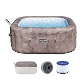 Bestway® Lay-Z-SPA® Energiespar-Whirlpool Rome AirJet™ mit App-Steuerung + integrierter UltraFit™ -Pumpeneinheit, für 6 Personen 180 x 180 x 71 cm, Marmor-Optik (Braun)