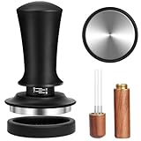 Lnopever Kaffee Tamper Set 51mm,Kaffee Espresso Tamper,Kaffeerührer Werkzeug Espresso,Verteilerwerkzeug mit 6 feinen Nadeln,Walnuss Holzgriff,Espresso siebträger Maschine zubehör,Silber