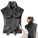 Wndy's Dream Heizkissen für Rücken Schulter Nacken Elektrisches Heizkissen zur Schmerzlinderung von Rücken, 70 * 90cm XXL Weiches Kaninchenfellimitat,5-stufige Temperaturregelung, Auto-OFF-Timer