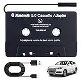 Sporgo Kassetten Adapter für Autoradio: Auto Bluetooth 5.0 Audio Kassetten zu AUX Empfänger Kassette, KFZ-Kassettenadapter auf AUX-Adapter für Autoradio, Schwarz