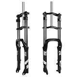 MESOVFCA Doppelschulter-Strandfahrradgabel 20/26 Zoll, Aluminiumlegierung, Federweg 160 mm, hydraulische Feder, Schneefahrradgabel 135 mm für 4,0-Zoll-Reifen