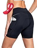 BALEAF Radlerhose Damen Gepolstert 4D Fahrradhose Radhose Gepolstert Kurz Radunterhose Rennrad Hose Fahrrad Unterwäsche Radbekleidung Schwarz M