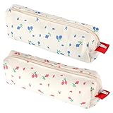 Gjinxi 2 Stück Kleine Federmäppchen Frischer Stil Florale Federtasche Aus Canvas Süße Federtasche Make-up-Tasche Kosmetiktasche Aufbewahrungstasche Make-up-Tasche Für Büro-Schreibwaren-Organizer