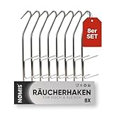 Räucherhaken [8er Set] Fleischerhaken Edelstahl für Fisch und Fleisch | Edelstahl Räucherhaken Forelle, Markele, Aal und mehr | Räucherhaken Fisch | 8x 21cm | Räucherofen u. Räucherchips Zubehör