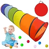 180 cm Spieltunnel für Kinder – 46 cm runde Öffnung Babytunnel Bunter Pop-Up-Krabbeltunnel Regenbogen-Spieltunnel für Jungen und Mädchen, Haustiere spielen drinnen und draußen Regenbogen-Krabbeltunnel