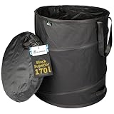 TTL Garden BLACK SUPERIOR 170L Pop Up Gartensack - DOPPELTER BODEN 260gsm extra stabil 600D Oxford 170 Liter Gartenabfallsack Laubsack faltbar Grünschnitt Garten Abfall selbstaufstellend