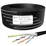 HB-DIGITAL 5m Cat 7 Verlegekabel Outdoor schwarz AWG23/1 PE S/FTP doppelt geschirmt PIMF Reines Kupfer 1000MHz 10Gbits Netzwerk Installation Ethernet Roh-/Erdverlegung Datenkabel für Außenbereich