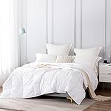 BODHIS Leichte Bettdecke, Steppdecke, Füllung aus weißen Gänsedaunen, Gesteppte Steppdecke, kühlende Daunendecke, 700er-Füllung (weiß 2